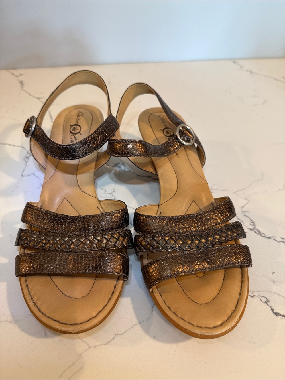 Born Metallic Brown Braided Strap Sandals